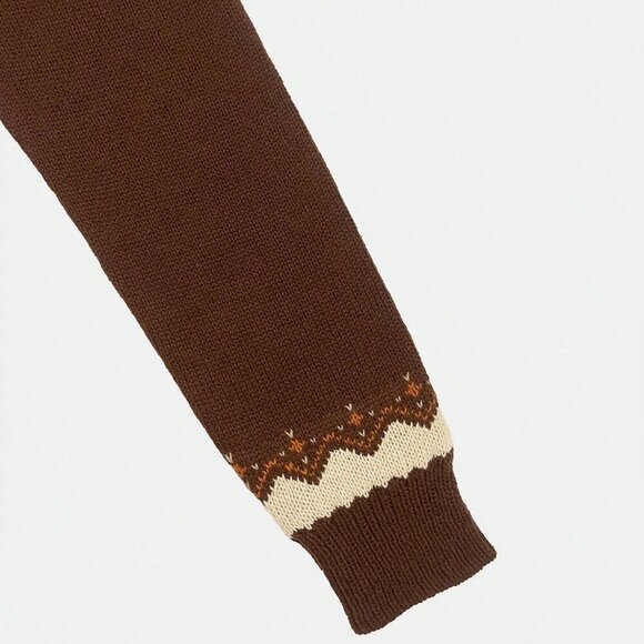 Multicolor Casual Women's Pumpkin print Crew Neck Knit Pullover sweater Top - Picture 4 of 5